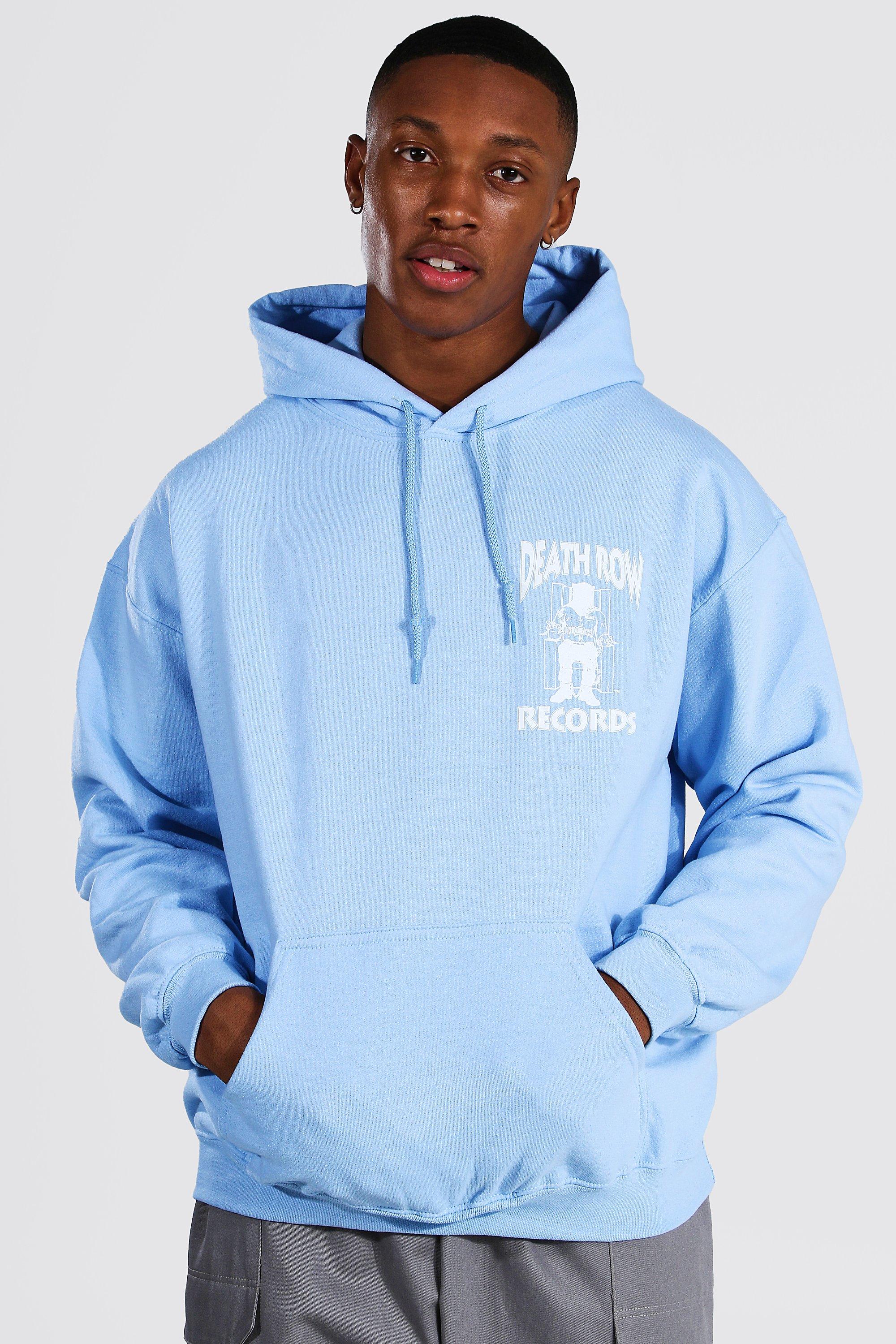 Men s Oversized Death Row Front Back Print Hoodie boohoo